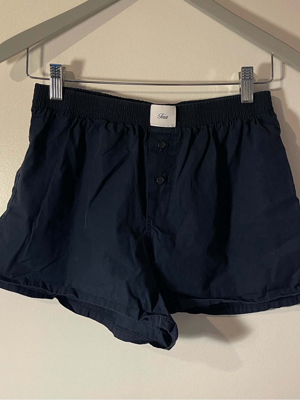 TNA Aritzia Navy Blue Cotton Boxer Shorts Elastic Waist S